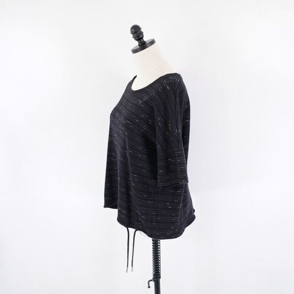 Liz Claiborne Weekend Large Black Knit Top Scoop Neck Cotton Short Sleeve - Picture 4 of 8